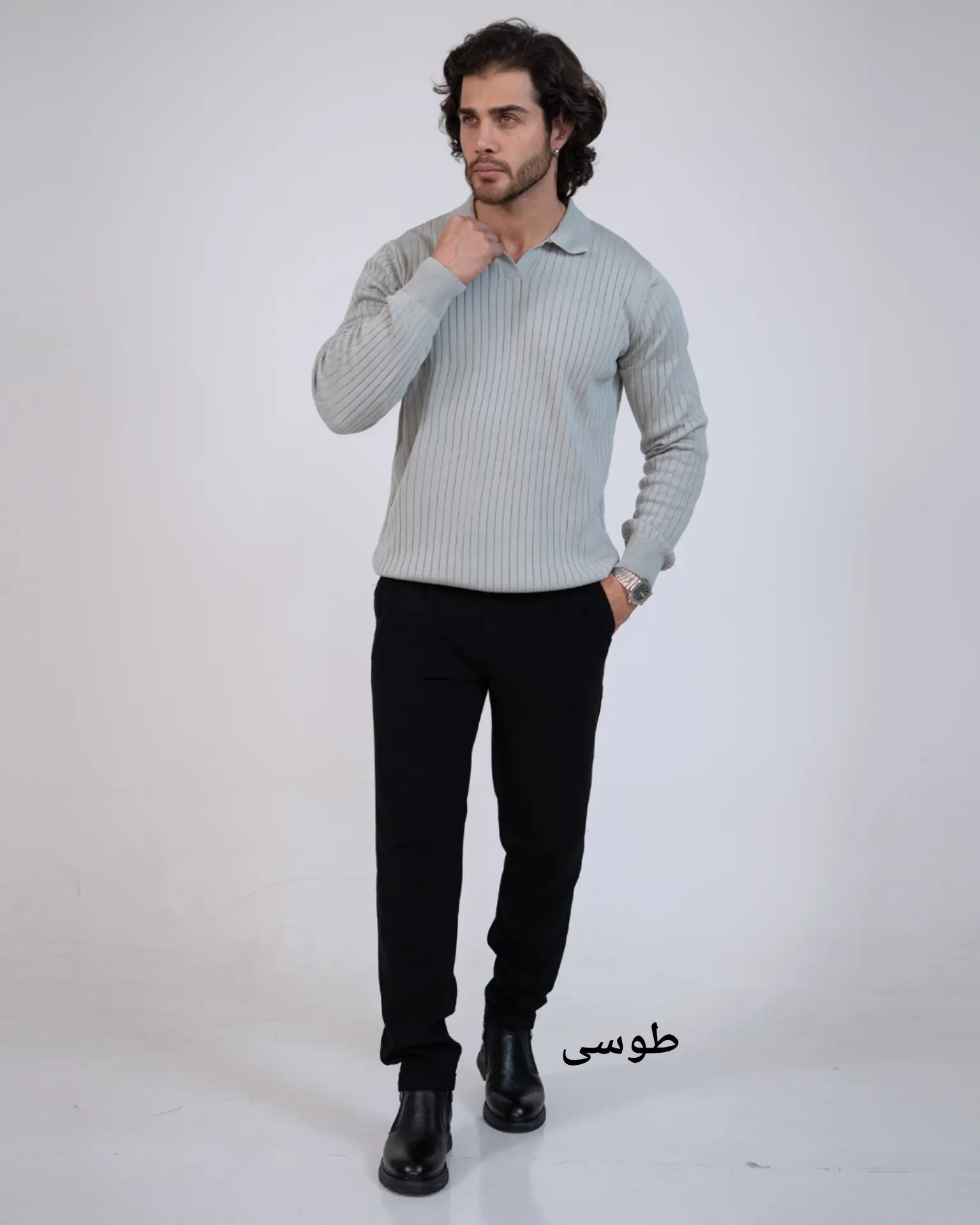 پولوشرت یقه شکاری بافت-کد5483